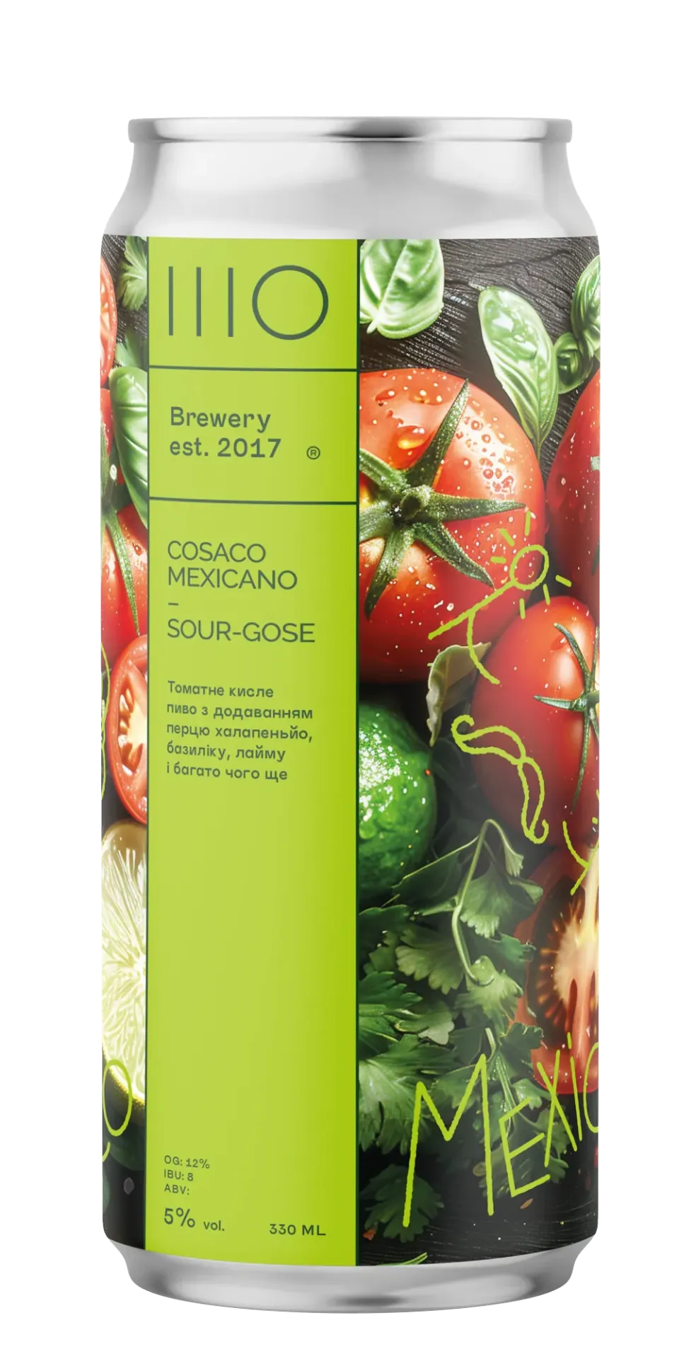Пиво ШО Cosaco Mexicano Tomato Sour, ABV 5%, 0.33 л