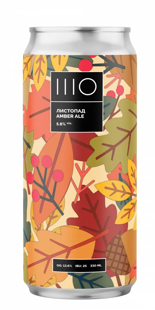 Пиво ШО Листопад Amber Ale, ABV 5,8%, 0.33л