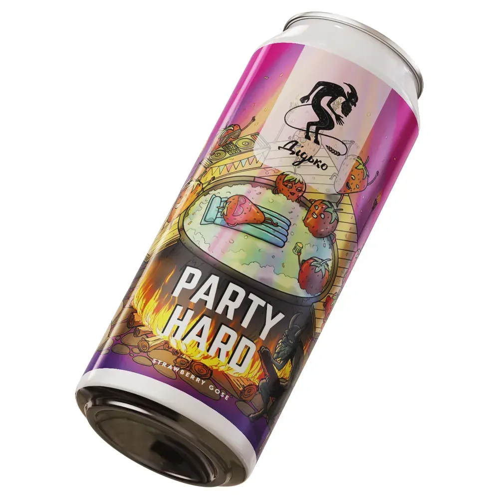 Пиво Дідько Party Hard: Strawberry Gose Gose, ABV 6%, 0.33л