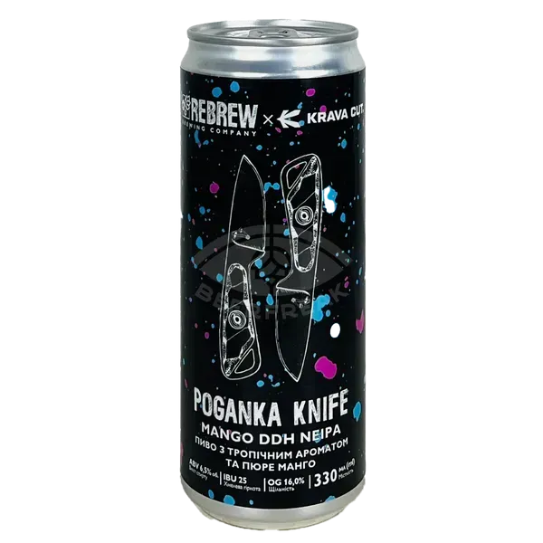 Пиво Rebrew Poganka Knife. Mango DDH NEIPA, ABV 6,5%, 0.33л
