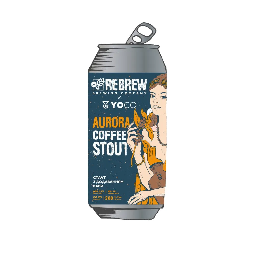 [100003508] Пиво Rebrew Aurora coffee Stout x YoCo Roastery Coffee Stout, ABV 5,2%, 0.5л
